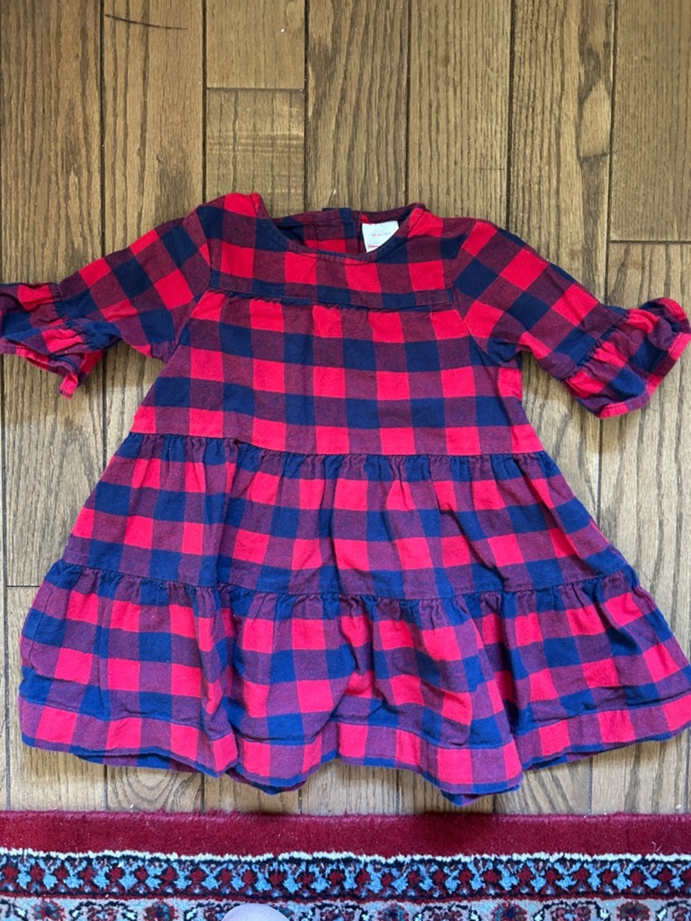 Hanna Andersson Red and Navy Plaid Tiered Dress